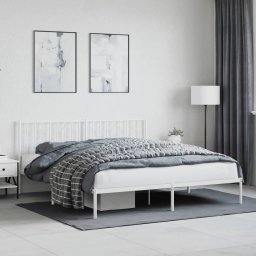 Cadru de pat metalic cu tablie, alb, 183x213 cm GartenMobel Dekor