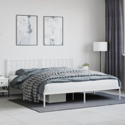 Cadru de pat metalic cu tablie, alb, 193x203 cm GartenMobel Dekor