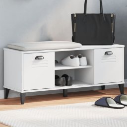 Banca de pantofi „VIKEN”, alb, 106x35x45 cm, lemn masiv de pin GartenMobel Dekor