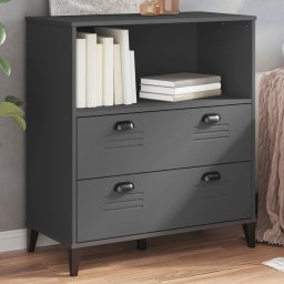 Biblioteca „VIKEN”, gri antracit, 80x40x80 cm, lemn masiv pin GartenMobel Dekor
