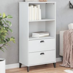 Biblioteca „VIKEN”, alb, 60x35x123 cm, lemn masiv de pin GartenMobel Dekor