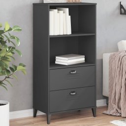 Biblioteca „VIKEN”, gri antracit, 60x35x123 cm, lemn masiv pin GartenMobel Dekor