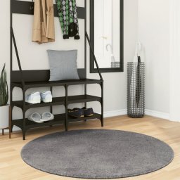 Covor HUARTE, fir scurt, moale si lavabil, antracit, Ø 120 cm GartenMobel Dekor