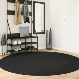 Covor HUARTE, fir scurt, moale si lavabil, negru, Ø 200 cm GartenMobel Dekor
