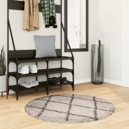 Covor pufos cu fire înalte, bej si antracit modern, Ø 100 cm GartenMobel Dekor