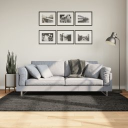 Covor ISTAN, cu fire înalte, aspect lucios, antracit, 140x200cm GartenMobel Dekor
