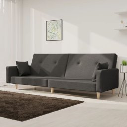 Canapea extensibila cu 2 locuri, 2 perne, gri închis, textil GartenMobel Dekor