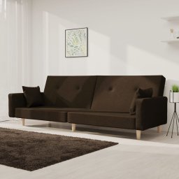 Canapea extensibila cu 2 locuri, 2 perne, maro închis, textil GartenMobel Dekor