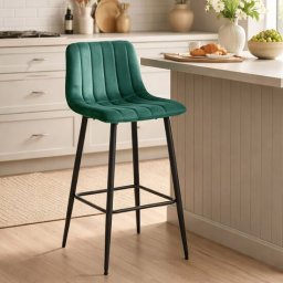 Scaun de bucatarie/bar, Artool, Pozza, catifea verde, picioare metal negru, 43x35x104 cm