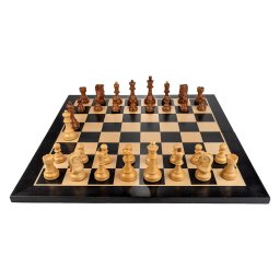 Piese Staunton 6 Dubrovnik cu Tabla de lemn pliabila - inlaid negru artar