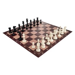 Combo set Master Light: Tabla sah din PVC Imitatie lemn + Piese de sah din plastic no. 6 Master Light