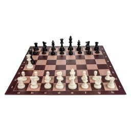 Combo set Heavy: Tabla sah din PVC Imitatie lemn + Piese de sah din plastic no. 6 weighted