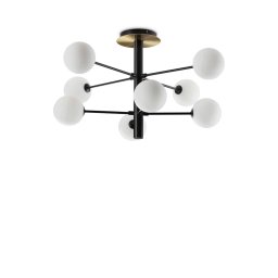 Lustră 8 globuri Cosmopolitan 328485, D:64 cm H:42 cm, metal negru, alamă