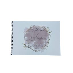 Album de amintiri, guestbook personalizat pentru nunta, coperta si foi din carton, pagini negre, 30 de pagini, A4, model rama aurie