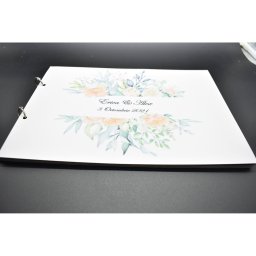 Album de amintiri, guestbook personalizat pentru nunta, coperta si foi din carton, pagini negre, 30 de pagini, A4, model floral