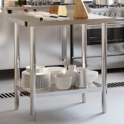 Masa de lucru bucatarie bordura antistropire 82,5x55x93 cm otel GartenMobel Dekor