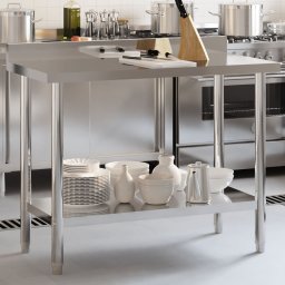 Masa de lucru bucatarie bordura antistropire 110x55x93 cm otel GartenMobel Dekor