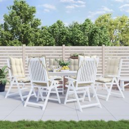 Perne scaun cu spatar înalt, 6 buc, crem, tesatura Oxford GartenMobel Dekor