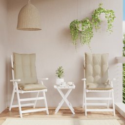 Perne de scaun cu spatar înalt, 2 buc, bej, tesatura Oxford GartenMobel Dekor