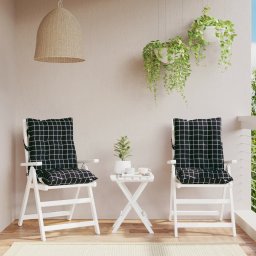 Perne scaun cu spatar mic, 2 buc., negru carouri, textil oxford GartenMobel Dekor
