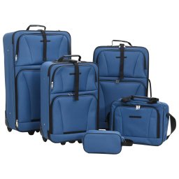 Set de bagaje de calatorie, 5 piese, albastru, material textil GartenMobel Dekor