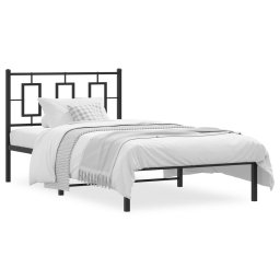 Cadru de pat metalic cu tablie, negru, 100x190 cm GartenMobel Dekor