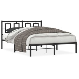 Cadru de pat metalic cu tablie, negru, 135x190 cm GartenMobel Dekor