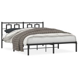 Cadru de pat metalic cu tablie, negru, 150x200 cm GartenMobel Dekor