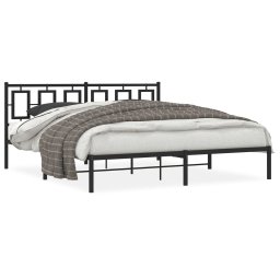 Cadru de pat metalic cu tablie, negru, 183x213 cm GartenMobel Dekor