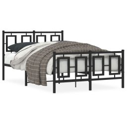 Cadru pat metalic cu tablie de cap/picioare, negru, 120x190 cm GartenMobel Dekor