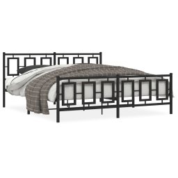 Cadru pat metalic cu tablii de cap/picioare, negru, 183x213 cm GartenMobel Dekor