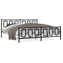 Cadru pat metalic cu tablii de cap/picioare, negru, 193x203 cm GartenMobel Dekor