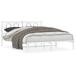Cadru de pat metalic cu tablie, alb, 150x200 cm GartenMobel Dekor