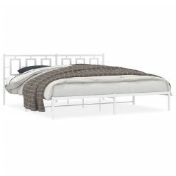 Cadru de pat metalic cu tablie, alb, 193x203 cm GartenMobel Dekor