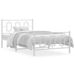 Cadru de pat metalic cu tablie de cap/picioare, alb, 107x203 cm GartenMobel Dekor
