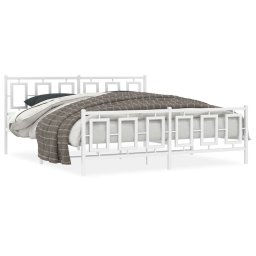 Cadru de pat metalic cu tablie de cap/picioare, alb, 183x213 cm GartenMobel Dekor