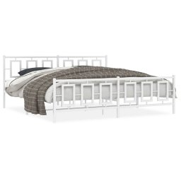 Cadru de pat metalic cu tablie de cap/picioare, alb, 193x203 cm GartenMobel Dekor