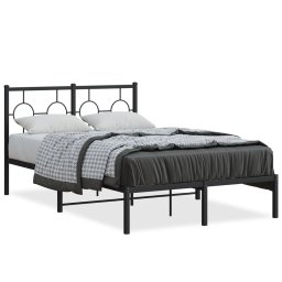 Cadru de pat metalic cu tablie, negru, 120x190 cm GartenMobel Dekor
