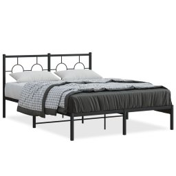 Cadru de pat metalic cu tablie, negru, 135x190 cm GartenMobel Dekor