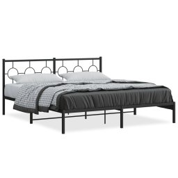 Cadru de pat metalic cu tablie, negru, 183x213 cm GartenMobel Dekor