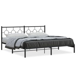 Cadru de pat metalic cu tablie, negru, 193x203 cm GartenMobel Dekor