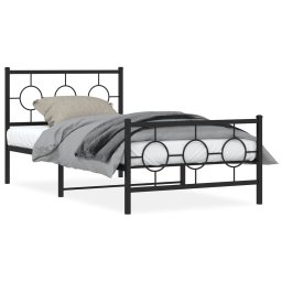 Cadru pat metalic cu tablii de cap/picioare, negru, 100x190 cm GartenMobel Dekor