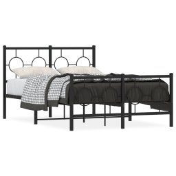 Cadru pat metalic cu tablie de cap/picioare, negru, 120x190 cm GartenMobel Dekor