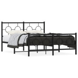 Cadru pat metalic cu tablie de cap/picioare, negru, 140x190 cm GartenMobel Dekor