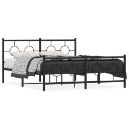 Cadru pat metalic cu tablie de cap/picioare, negru, 150x200 cm GartenMobel Dekor