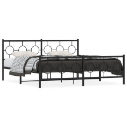 Cadru pat metalic cu tablii de cap/picioare, negru, 183x213 cm GartenMobel Dekor