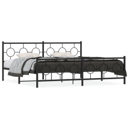 Cadru pat metalic cu tablii de cap/picioare, negru, 193x203 cm GartenMobel Dekor