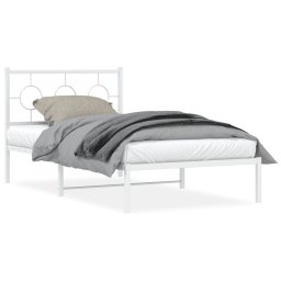 Cadru de pat metalic cu tablie, alb, 100x190 cm GartenMobel Dekor