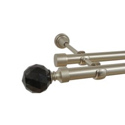 Galerie dubla fara inele KULA CRYSTAL NEGRU 19 mm CROM MAT