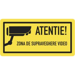 Secutek Indicator autocolant - Atentie zona de supraveghere video, 12x6 cm Abțibild pentru lipirea pe interior